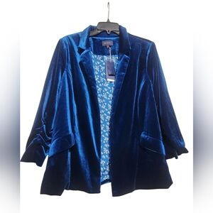 Skies Are Blue Deep Blue Velvetly Blazer